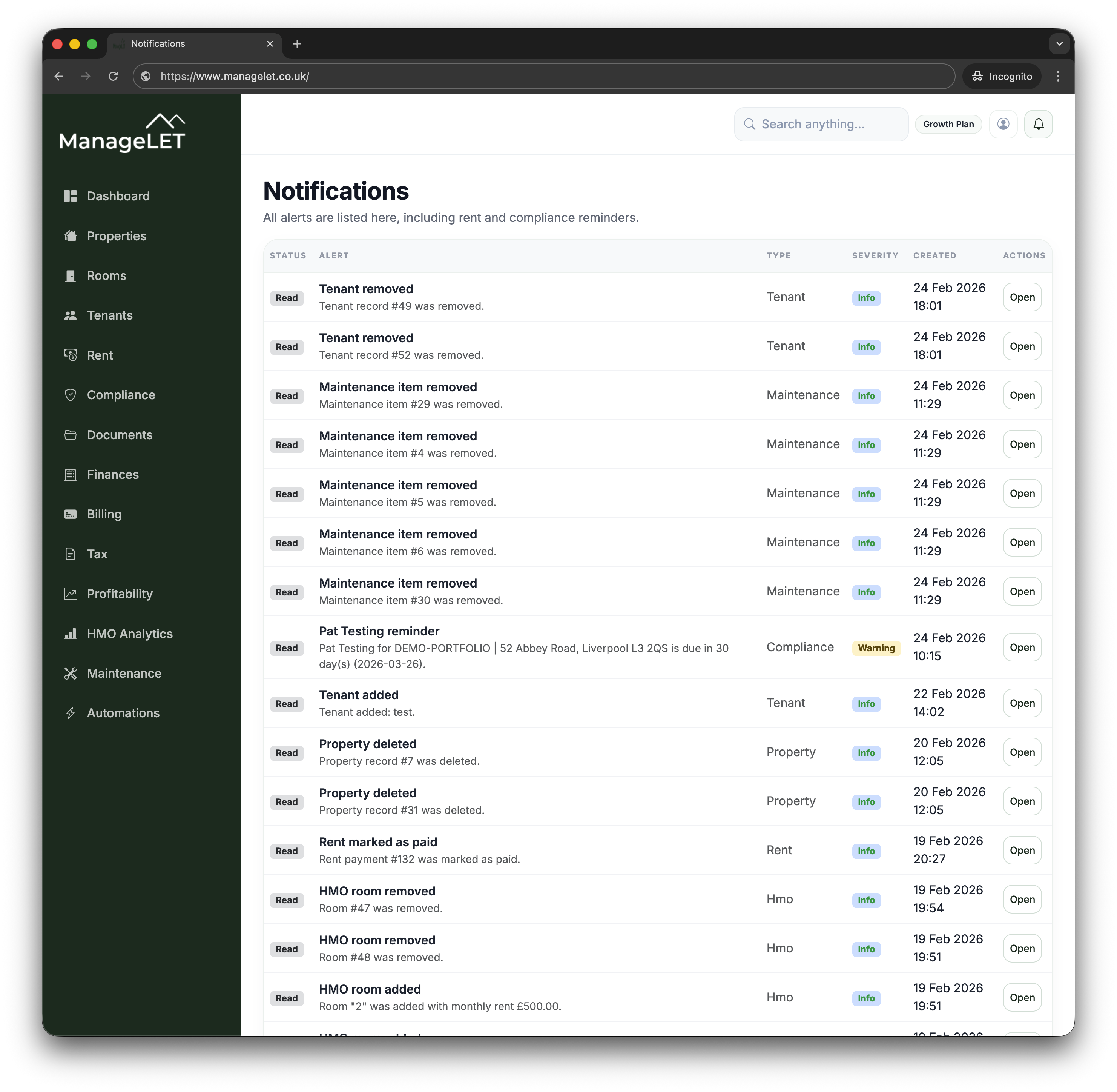 Global search and notifications dashboard preview